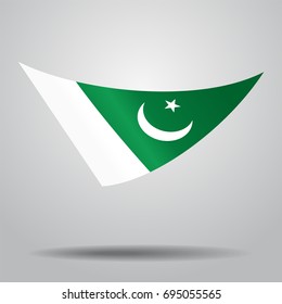 Pakistani flag wavy abstract background. Vector illustration.
