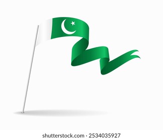 Pakistanische Flagge, gewellter Hintergrund. Vektorgrafik.