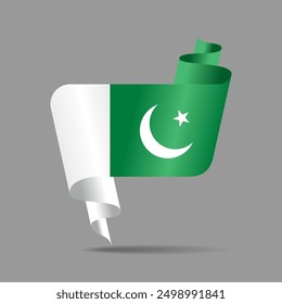 Fondo de cinta ondulada de la bandera pakistaní. Ilustración vectorial.