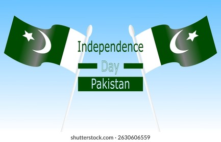 Pakistani flags in cloudy sky, celebrating independence and national pride.