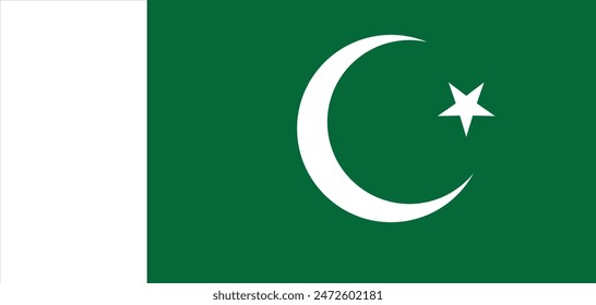 Pakistani Green Flag With Crescent and star