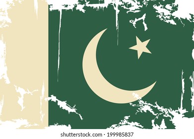 Pakistani grunge flag. Vector illustration. Grunge effect can be cleaned easily.