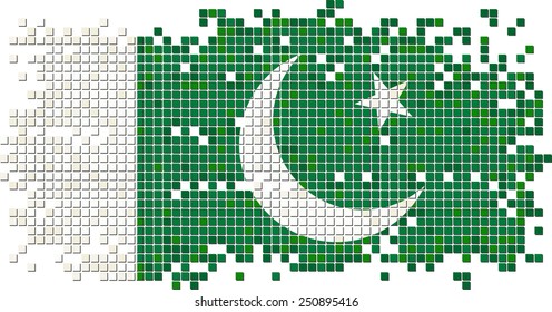 Pakistani grunge tile flag. Vector illustration Eps 8.