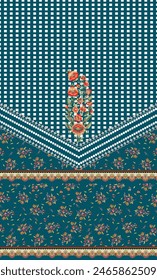 Pakistani Kurti digital design flower pattern Textile Three Pieces Design, Pakistani Ladies Kurti  - illustration