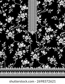 Padrão de flor de vetor de design digital curti paquistanês - ilustração