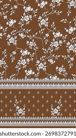 Patrón de flores de Vector de diseño digital Kurti pakistaní - ilustración