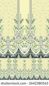 Pakistani Ladies Kurti digital design flower pattern ,Textile Three Pieces Design, - illustration