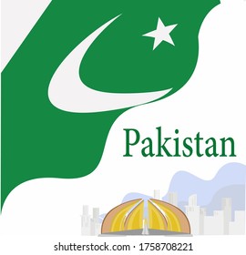 Pakistani landmark vector concept: Pakistan Monument at the corner