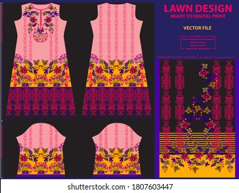 Pakistani lawn artwork for ready to digital print work.