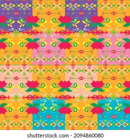 Pakistani Multi Colour Truck Art and Indian Pattern Abstract Background - Vector