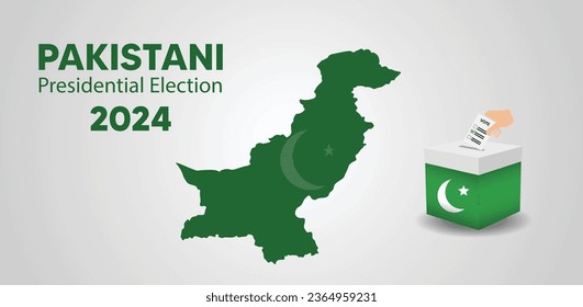 Elecciones presidenciales de Pakistán 2024 con afiche del vector del mapa de la bandera