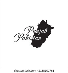 Pakistani Punjab map and black font design on white background
