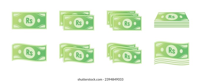 Pakistani Rupee Banknote Icon Set