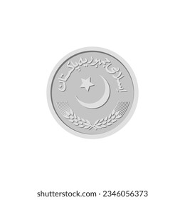 Pakistani Rupee coin. silver PKR Currency (Pakistan Coins) vector illustration