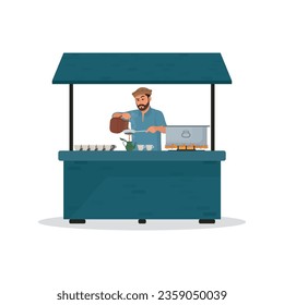 Pakistani Tea coffee stall tea shop concept flat vector illustration