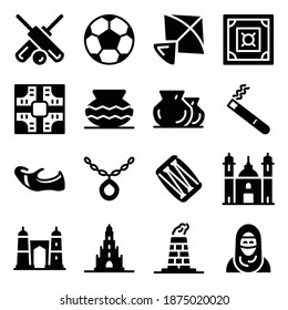 
Pakistani Traditional Icons in Solid Style Pack 