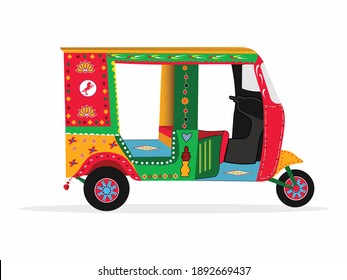 Pakistani truck art on Rickshaw vector illustration design