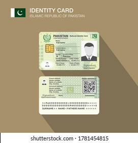 Pakistan's national identity card. Flat vector illustration template.