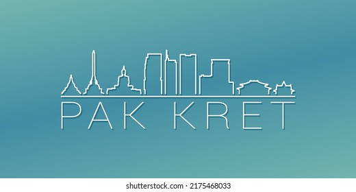 Pakkret, Pak Kret District, Nonthaburi, Thailand Skyline Linear Design. Flat City Illustration Minimal Clip Art. Background Gradient Travel Vector Icon.