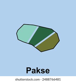 Pakse City Map Vector isolated illustration of simplified administrative, map of Laos Country design template