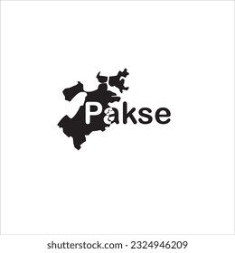 Mapa de Pakse Laos y diseño de letras negras sobre fondo blanco