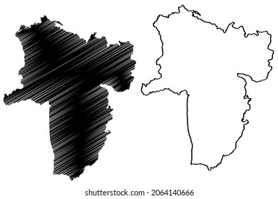 Pakur district (Jharkhand State, Republic of India, Santhal Pargana Division) map vector illustration, scribble sketch Pakur map