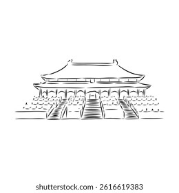 Palace complex in Forbidden city in central Beijing, landmark of China.
