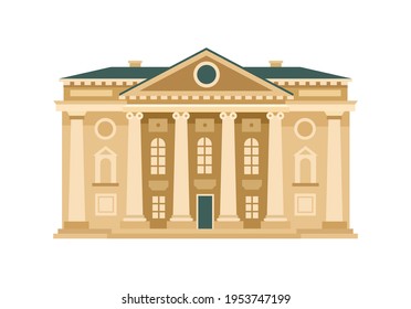 Palace, courthouse, theater, parliament or museum. Classicism. The facade of a classic public building. Vector graphics isolated on white background.
