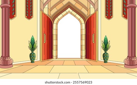 Palace Entrance Door Vector Design, Castle Door Illustration