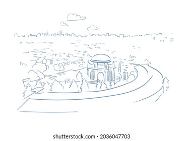 Palace of Fine Arts San Francisco usa vector sketch city illustration line art