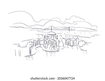 Palace of Fine Arts San Francisco usa vector sketch city illustration line art