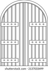 Palace gate black and white doodle character illustration