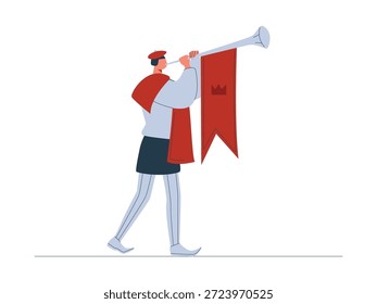 Guardas do palácio vestidos formalmente para receber convidados reais, ilustração do vetor de desenhos animados do reino.