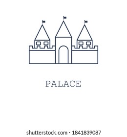 Icono del palacio sobre fondo blanco. Ilustración vectorial en diseño de dibujos animados planos. Diseño para página web, afiche, banner. 