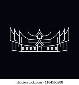 palace icon. Outline illustration of palace vector icon for web and advertising isolated on black background. Element of culture and traditions