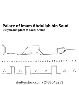 Palace of Imam Abdullah bin Saud. Town of Diriyah. Beginning of the founding day of Saudi Arabia. Saudi Arabia celebrates February 22 of each year as Founder’s Day