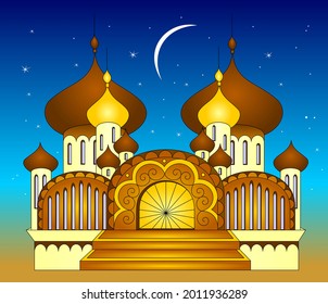 palace on the background of the starry sky