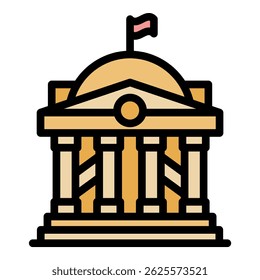 Palace parliament icon. Outline palace parliament vector icon color flat isolated