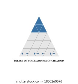Palace of piece and reconciliation in Astana, Kazakhstan. Beautiful and interesting architecture building. Worth to visit. Flat cartoon style historic sight showplace attraction vector illustration