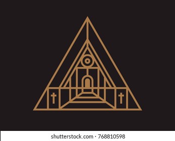 the Palace in the shape of a pyramid with a cross and a window in the mind's eye