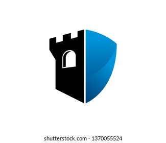 Palace and Shield Logo Template, Icon, Symbol - Vector