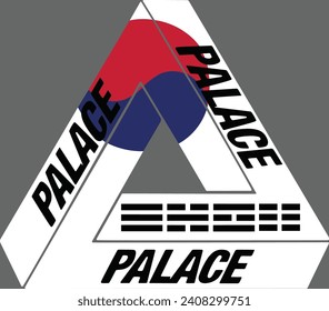 Logo de los skateboards del palacio con bandera nacional coreana