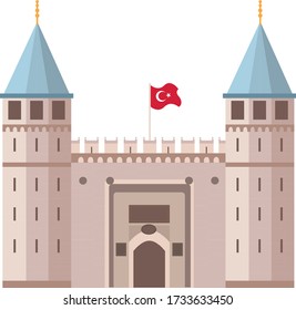 Topkapı Palace in Turkey Istanbul Vector Flat Design