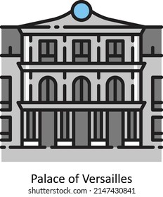 Palace Of Versailles Landmark Icon Design Vector Art