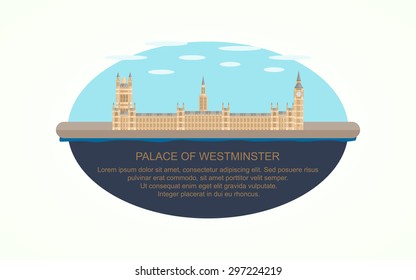Palace of Westminster in flat icon design ,infographic (vector)