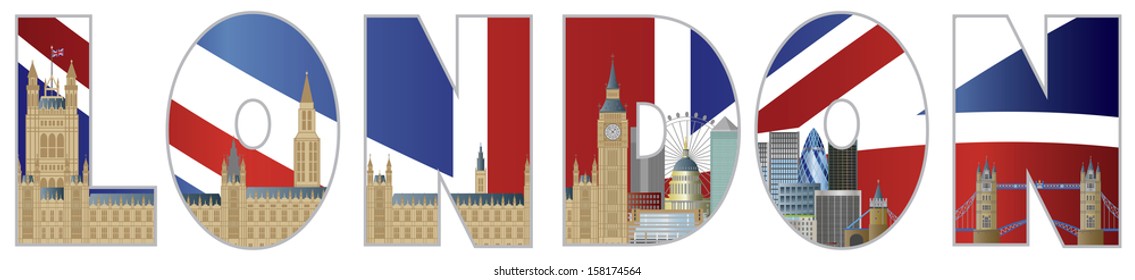 Palace of Westminster Houses of Parliament with Big Ben Clock Tower London Skyline in London Text Outline Vector Illustration svg