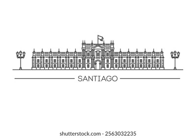 Palacio de la moneda vector isolated. Vector flat illustration. Chile, Santiago