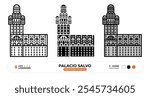 Palacio Salvo Line Icon. Montevideo Uruguay, Capital Color Symbol, Silhouette, Editable Stroke.