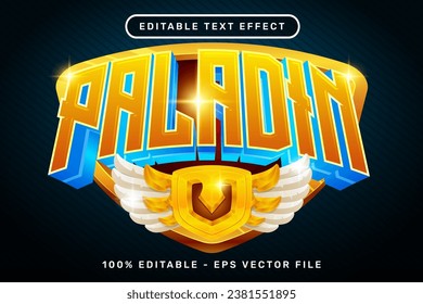 paladin text effect and editable text effect with wings and shield illustration