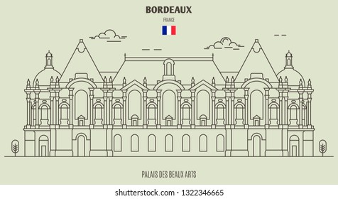 Palais des Beaux-Arts in Lille, France. Landmark icon in linear style